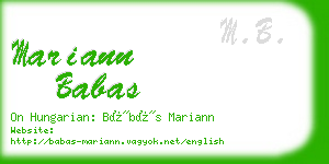 mariann babas business card